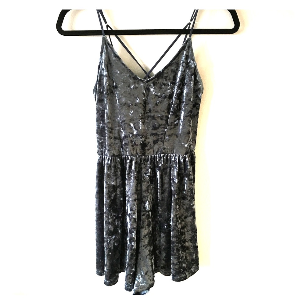 Ice Blue Crushed Velvet Romper